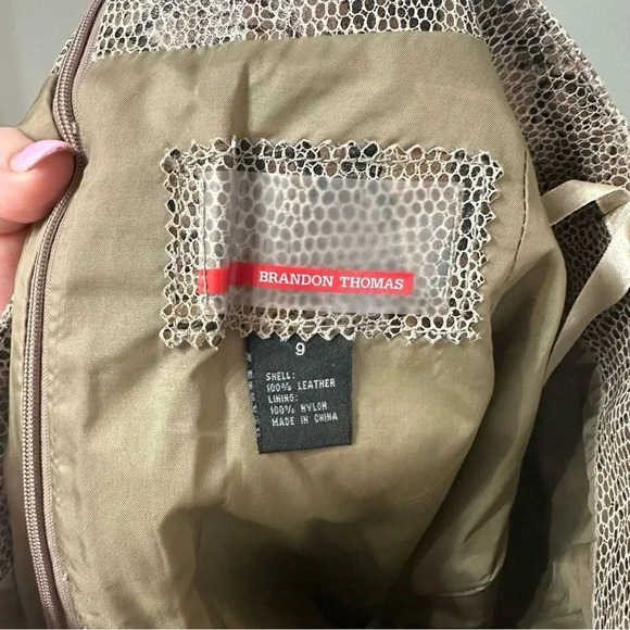 Brandon Thomas Skirt Designer Leather Snake Skin Print Couture Skirt Size 9 - Picture 5 of 5